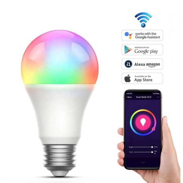 lampada smart wifi rgbww 9 watts
