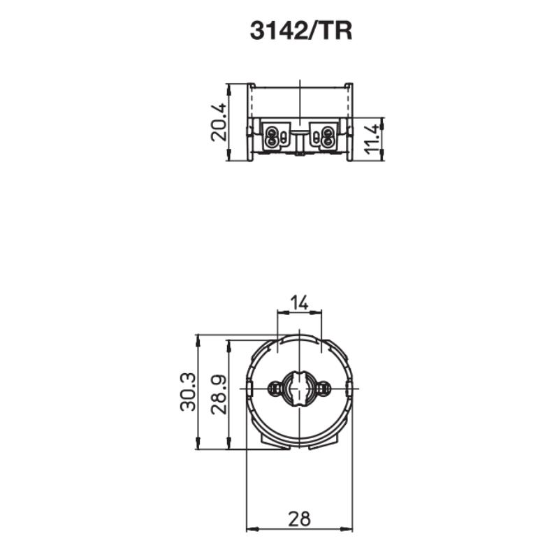 Suporte G13 para lampadas tubulares T8 TLD 3142 TR