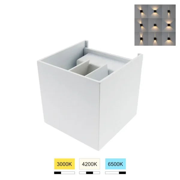 Aplique de Parede LED Cubo 6W CCT Branco