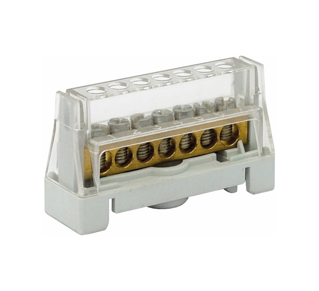 Barra unipolar protegida BOXLINE de 63A x7 furos CZ Barra unipolar protegida BOXLINE de 63A x7 furos CZ