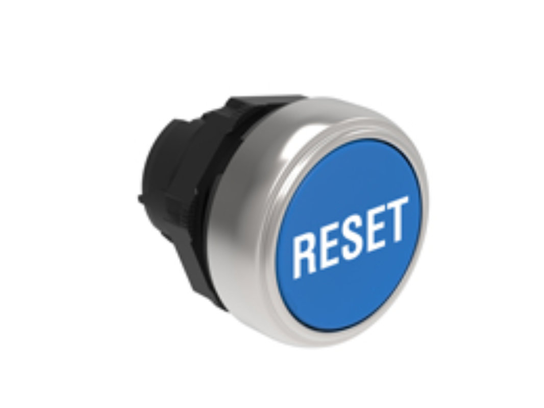 Botão pressão à face Ø22mm plást aro cromado símbolo "RESET" 1 LPCB1196.jpg