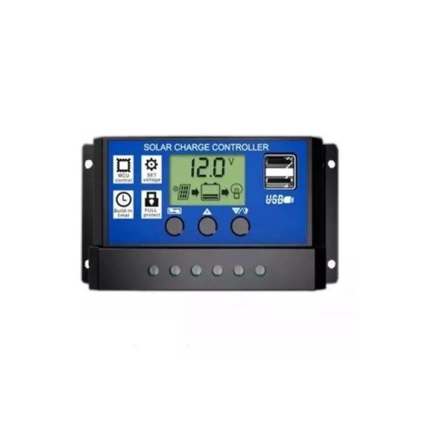 Controlador de Carga Solar 30A 12V 24V com Display LCD e 2 USB 301930