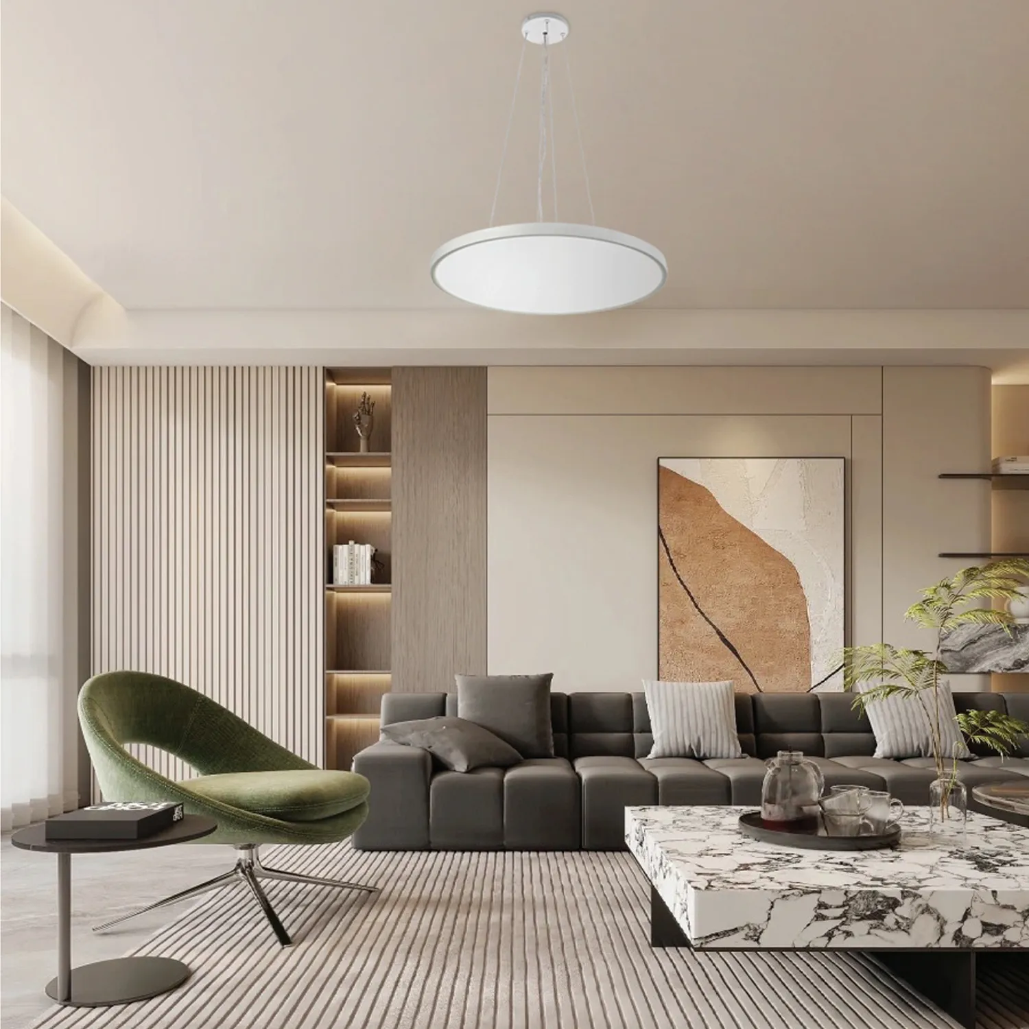 Plafon LED Redondo Super Slim Branco Suspenso Dimável C/Comando 3CCT 2 35030 35047 last 1.webp